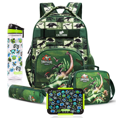 EAZY KIDS Back to School Combo Set of 5 Dinosaur - Black Green