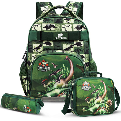 EAZY KIDS Back to School Combo Set of 5 Dinosaur - Black Green