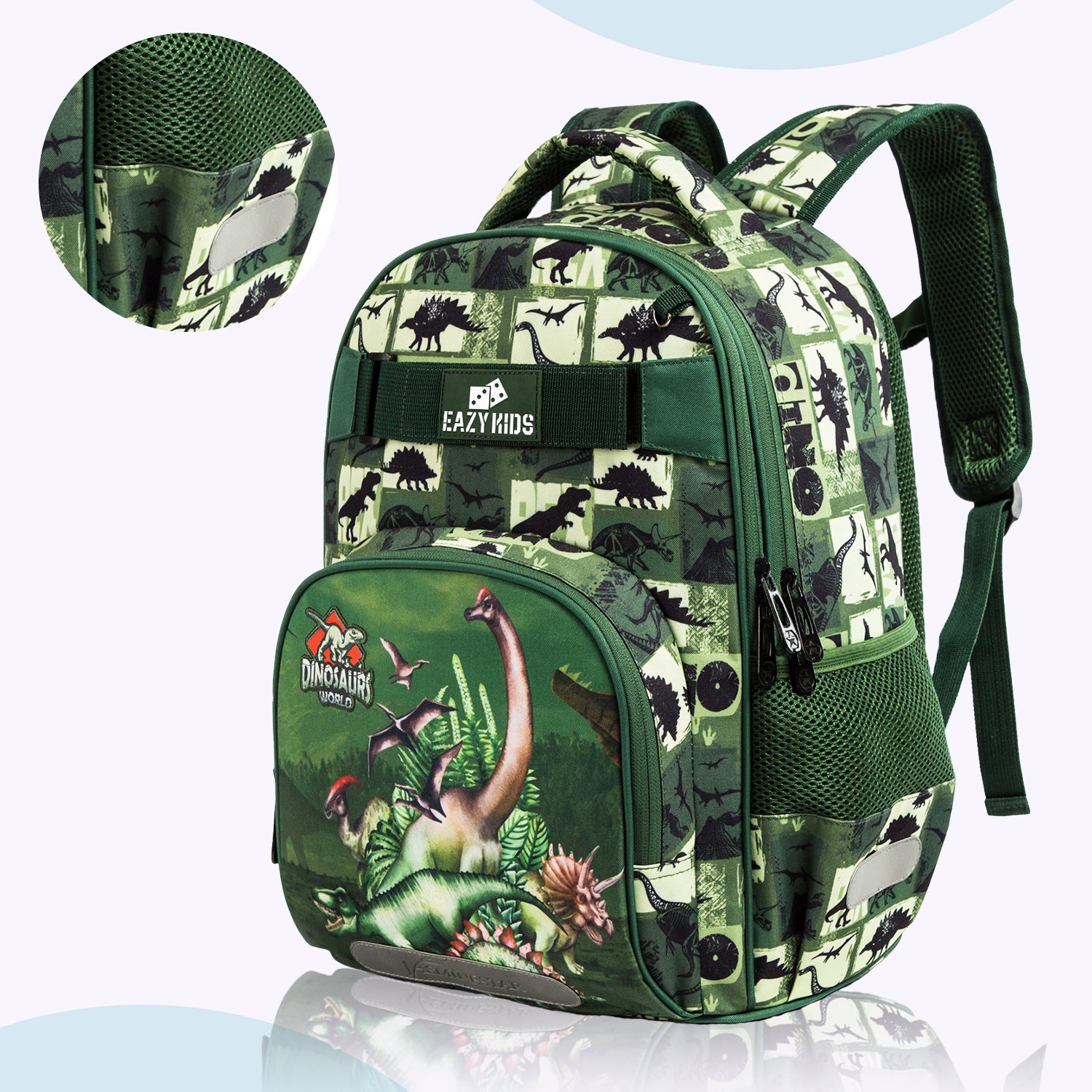 EAZY KIDS Back to School Combo Set of 5 Dinosaur - Black Green