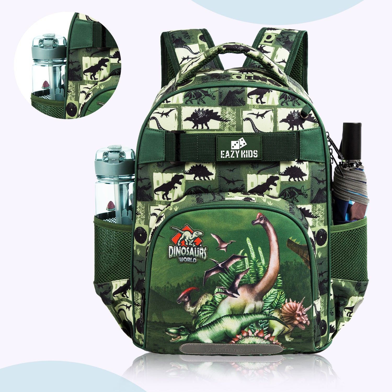 EAZY KIDS Back to School Combo Set of 5 Dinosaur - Black Green