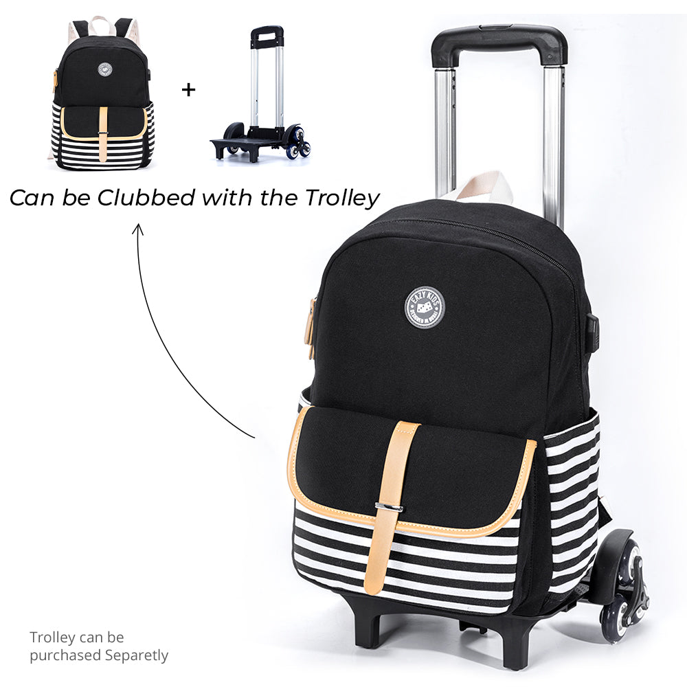 EAZY KIDS School Bag Combo Set of 5 Dinosaur - Grey Black
