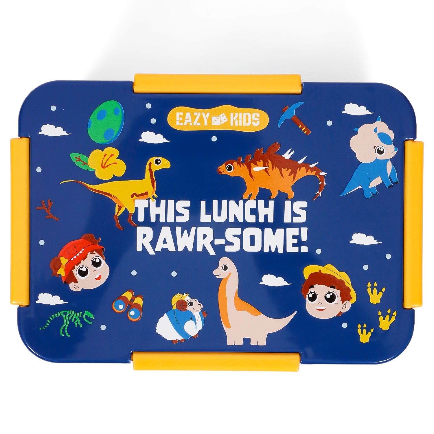 EAZY KIDS School Bag Combo Set of 5 Dinosaur - Blue