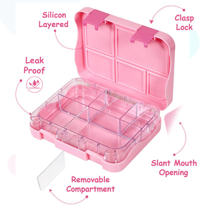 EAZY KIDS 5 & 4 Convertible Bento Lunch Box with Stainless Steel 640ml Water Bottle and Sandwich Cutter Set - Girl Power Pink