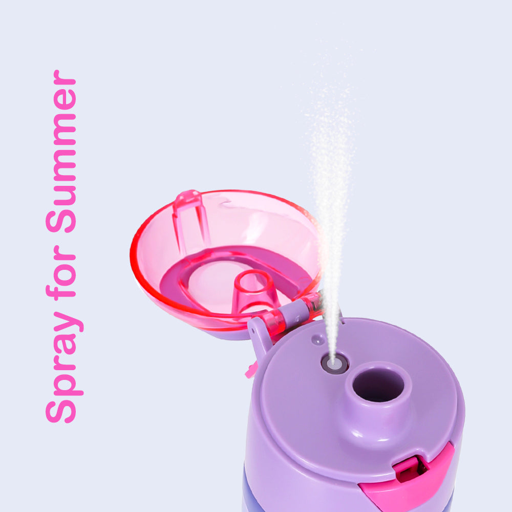 صندوق غداء بينتو قابل للتحويل من إيزي كيدز للأطفال من عمر 6 و4 سنوات مع زجاجة مياه من الفولاذ المقاوم للصدأ سعة 640 مل ومجموعة قاطعة شطائر - بنفسجي حورية البحر
