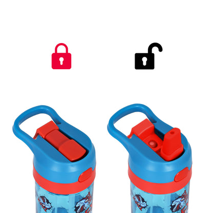 EAZY KIDS 6 & 4 Convertible Bento Lunch Box with Tritan 420ml Water Bottle and Sandwich Cutter Set - TREX Blue