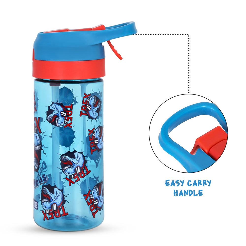 EAZY KIDS 6 & 4 Convertible Bento Lunch Box with Tritan 420ml Water Bottle and Sandwich Cutter Set - TREX Blue