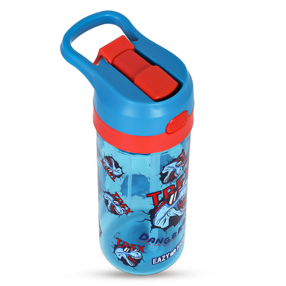 EAZY KIDS 6 & 4 Convertible Bento Lunch Box with Tritan 420ml Water Bottle and Sandwich Cutter Set - TREX Blue