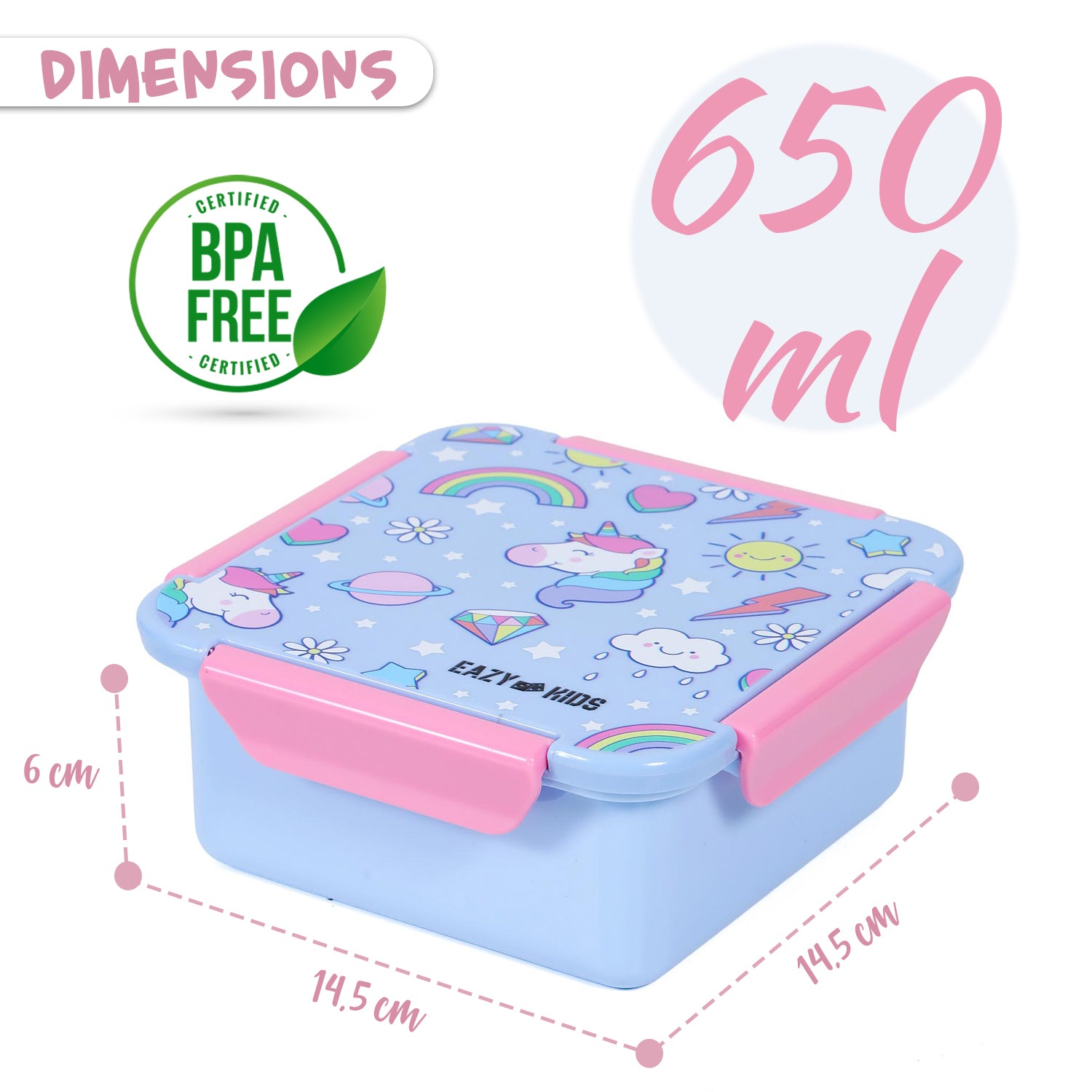 EAZY KIDS Lunch Box Set Unicorn - Blue