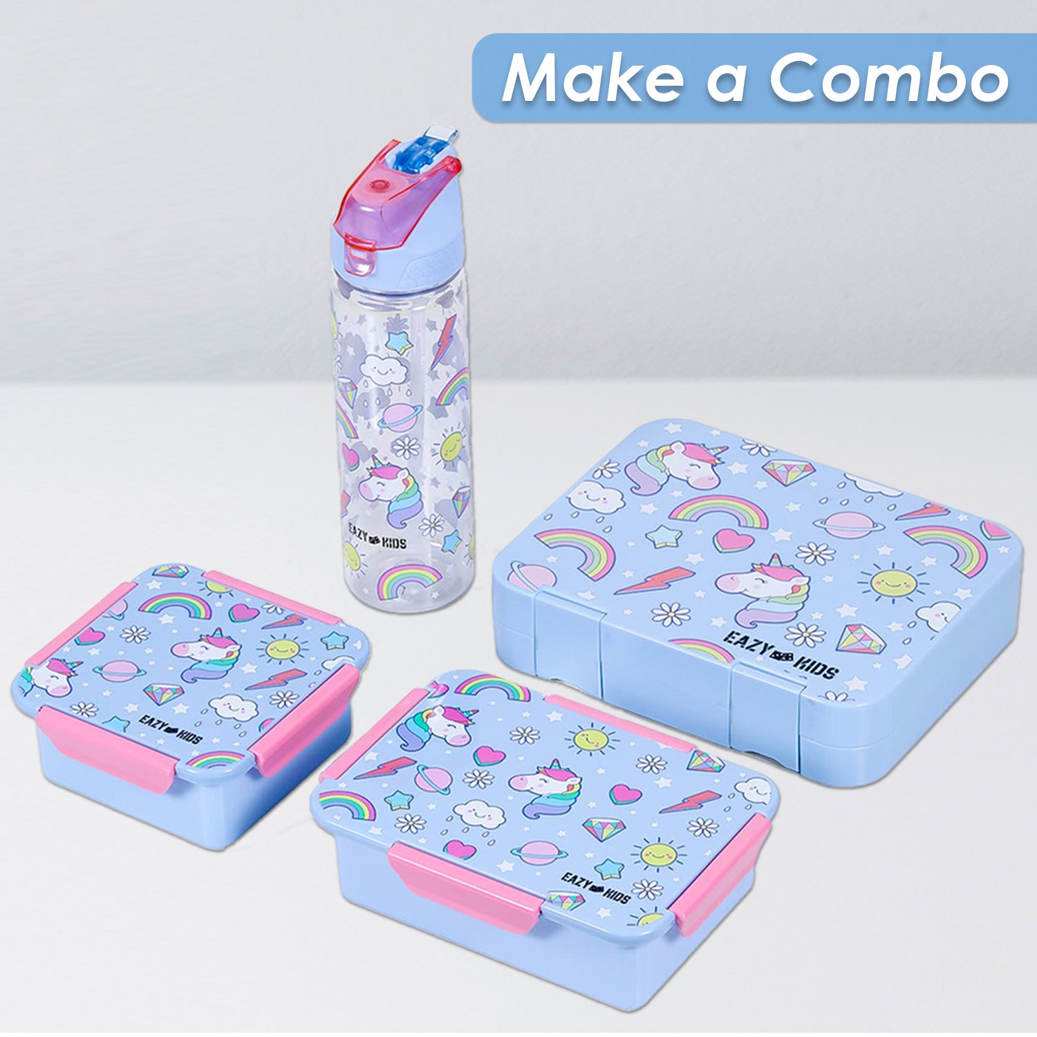 EAZY KIDS Lunch Box Set Unicorn - Blue