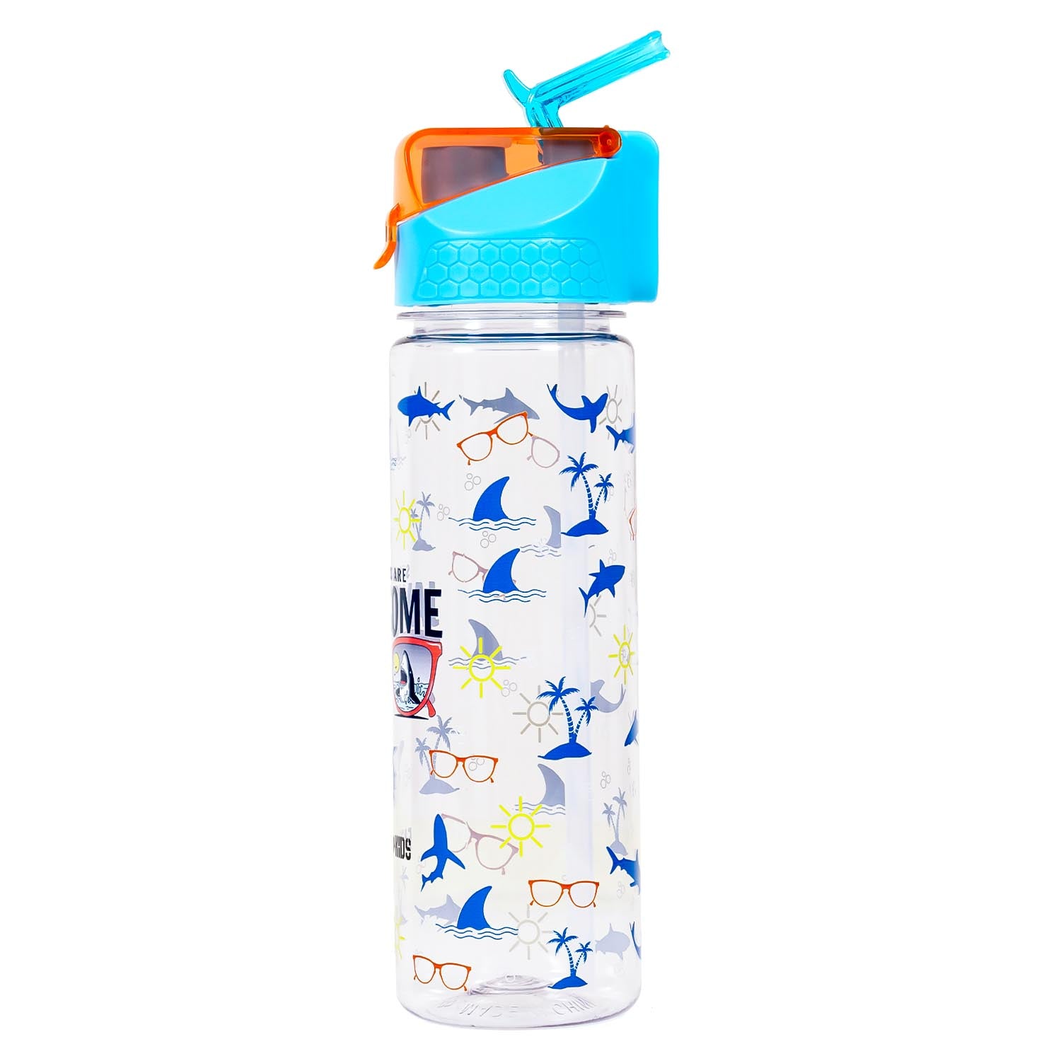 EAZY KIDS Lunch Box Set and Tritan Water Bottle w/2in1 drinking Flip lid and Sipper Unicorn - Blue