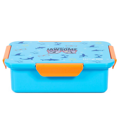 EAZY KIDS Lunch Box Set and Tritan Water Bottle w/2in1 drinking Flip lid and Sipper Unicorn - Blue