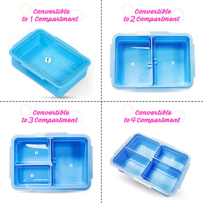 EAZY KIDS Lunch Box and Tritan Water Bottle w/2in1 drinking Flip lid and Sipper Unicorn - Blue