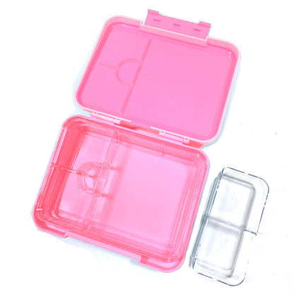 EAZY KIDS 6 & 4 Convertible Bento Lunch Box w/Lunch Bag and Spoon Fork Set - Glitter Pink