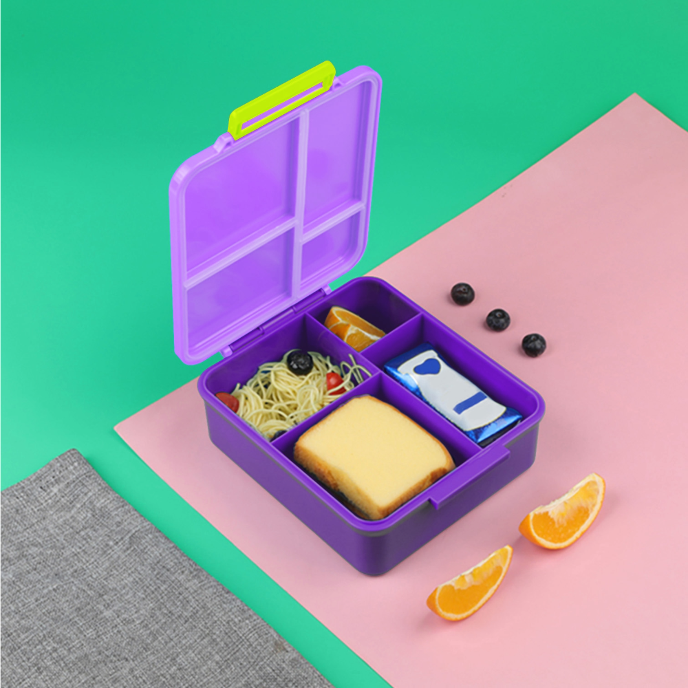 EAZY KIDS Jumbo Bento Lunch Box w/Lunch Bag and Thermos & Dip Jar- Purple