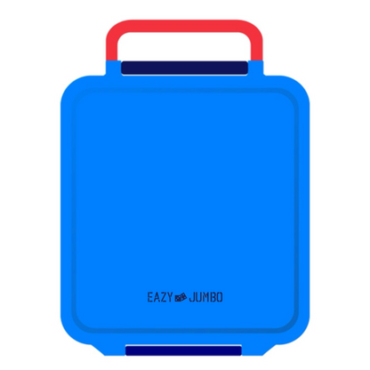 EAZY KIDS Jumbo Bento Lunch Box w/Lunch Bag and Thermos & Dip Jar- Blue