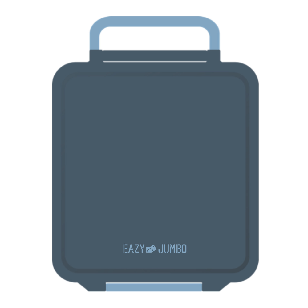 EAZY KIDS Jumbo Bento Lunch Box w/Lunch Bag and Thermos & Dip Jar- Grey