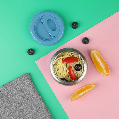 EAZY KIDS Jumbo Bento Lunch Box w/Lunch Bag and Thermos & Dip Jar- Grey