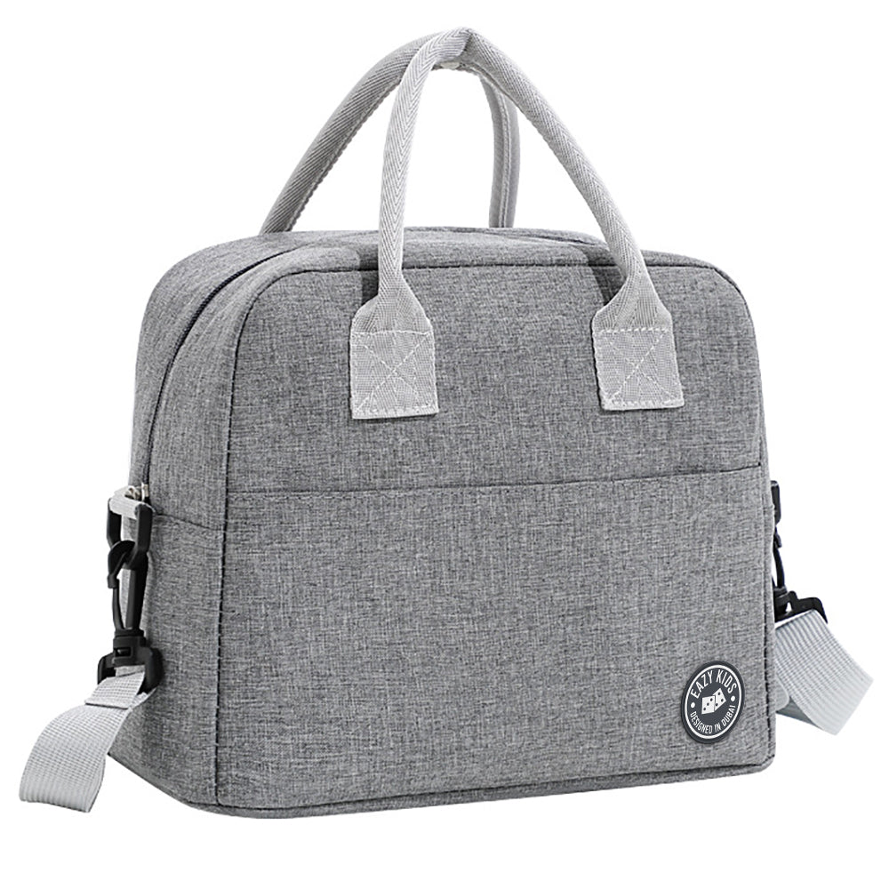 EAZY KIDS Jumbo Bento Lunch Box w/Grey Lunch Bag , Food Jar and Cutlery - Blue