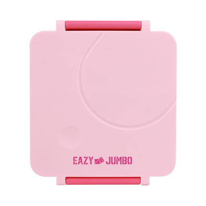 EAZY KIDS Jumbo Bento Lunch Box w/Grey Lunch Bag , Food Jar and Cutlery - Pink