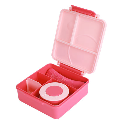 EAZY KIDS Jumbo Bento Lunch Box w/Pink Lunch Bag , Food Jar and Cutlery - Pink