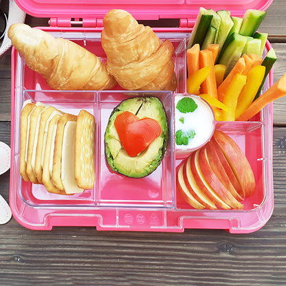 EAZY KIDS Unicorn 6/4 Compartment Bento Lunch Box w/Lunch Bag - Pink