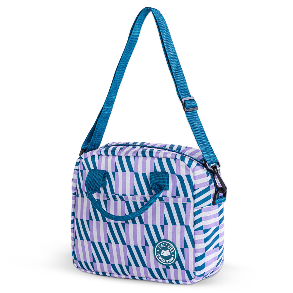 EAZY KIDS Steel Water Bottle w/ Lunch Bag, 1L Blue