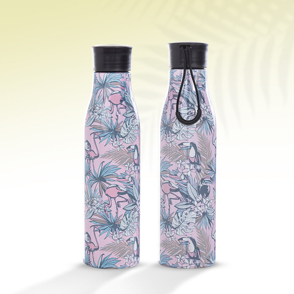EAZY KIDS Steel Water Bottle w/ Lunch Bag, 760ml Floral