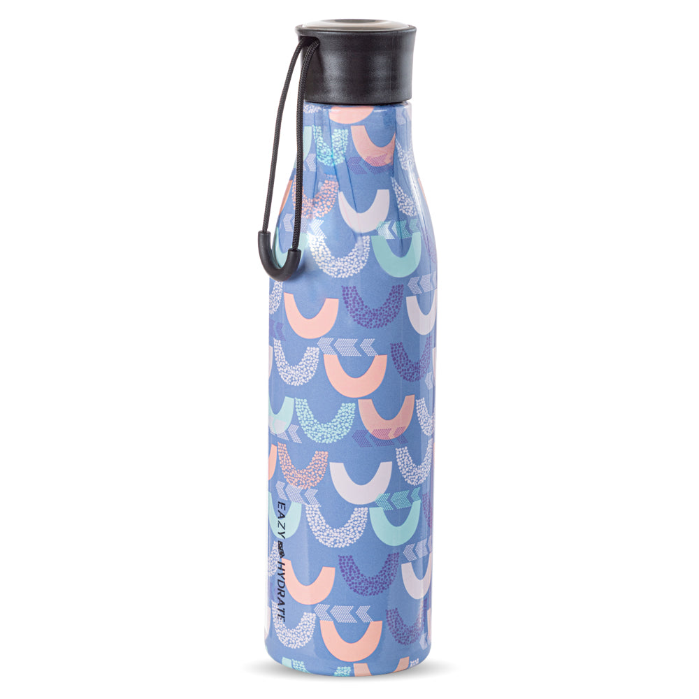 EAZY KIDS Steel Water Bottle w/ Lunch Bag, 760ml Half Moon
