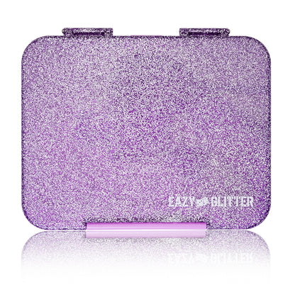 EAZY KIDS 6 & 4 Convertible Bento Lunch Box w/ Lunch Bag - Glitter Purple