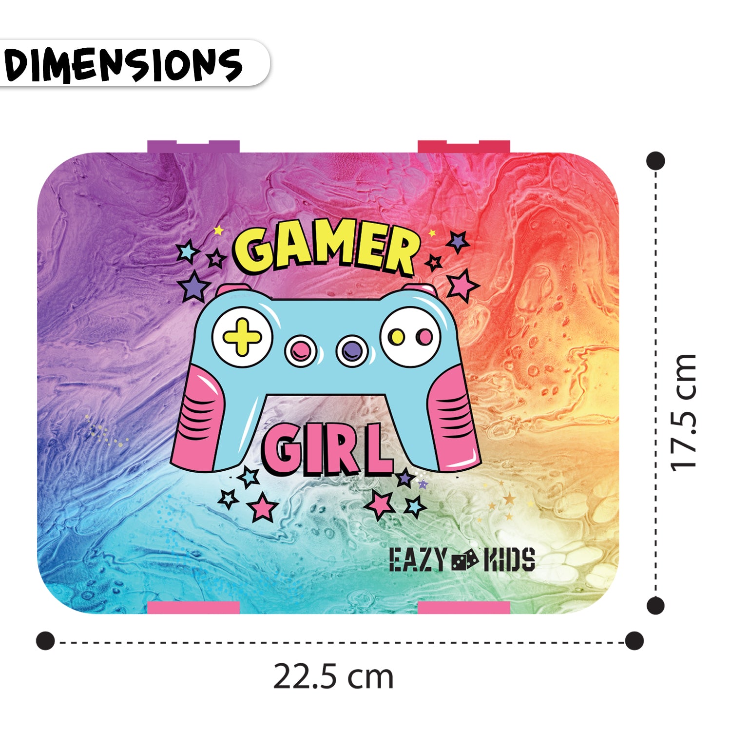 EAZY KIDS Bento Box wt Insulated Lunch Bag & Cutter Set - Combo - Gamer Girl