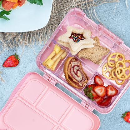 EAZY KIDS 5 & 4 Convertible Bento Lunch Box w/ Lunch Bag, Sandwich Cutter Set - Girl Power
