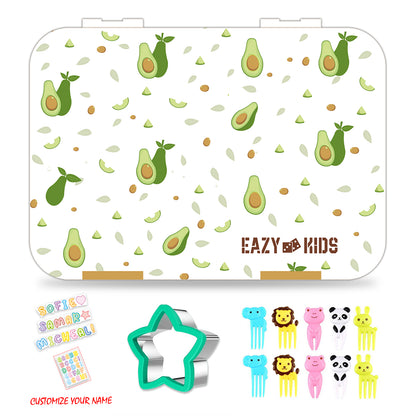 EAZY KIDS Bento Box wt Insulated Lunch Bag & Cutter Set - Combo - Avocado
