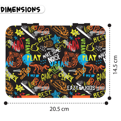 EAZY KIDS Bento Box wt Insulated Lunch Bag & Cutter Set - Combo - Black Best Bro