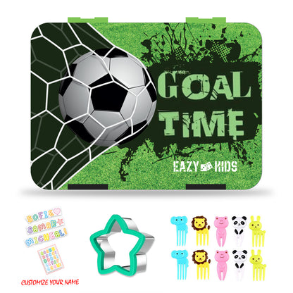 EAZY KIDS Bento Box wt Insulated Lunch Bag & Cutter Set - Combo - Goal Time