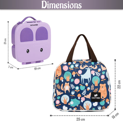 EAZY KIDS Bento Box wt Insulated Lunch Bag Combo - Purple