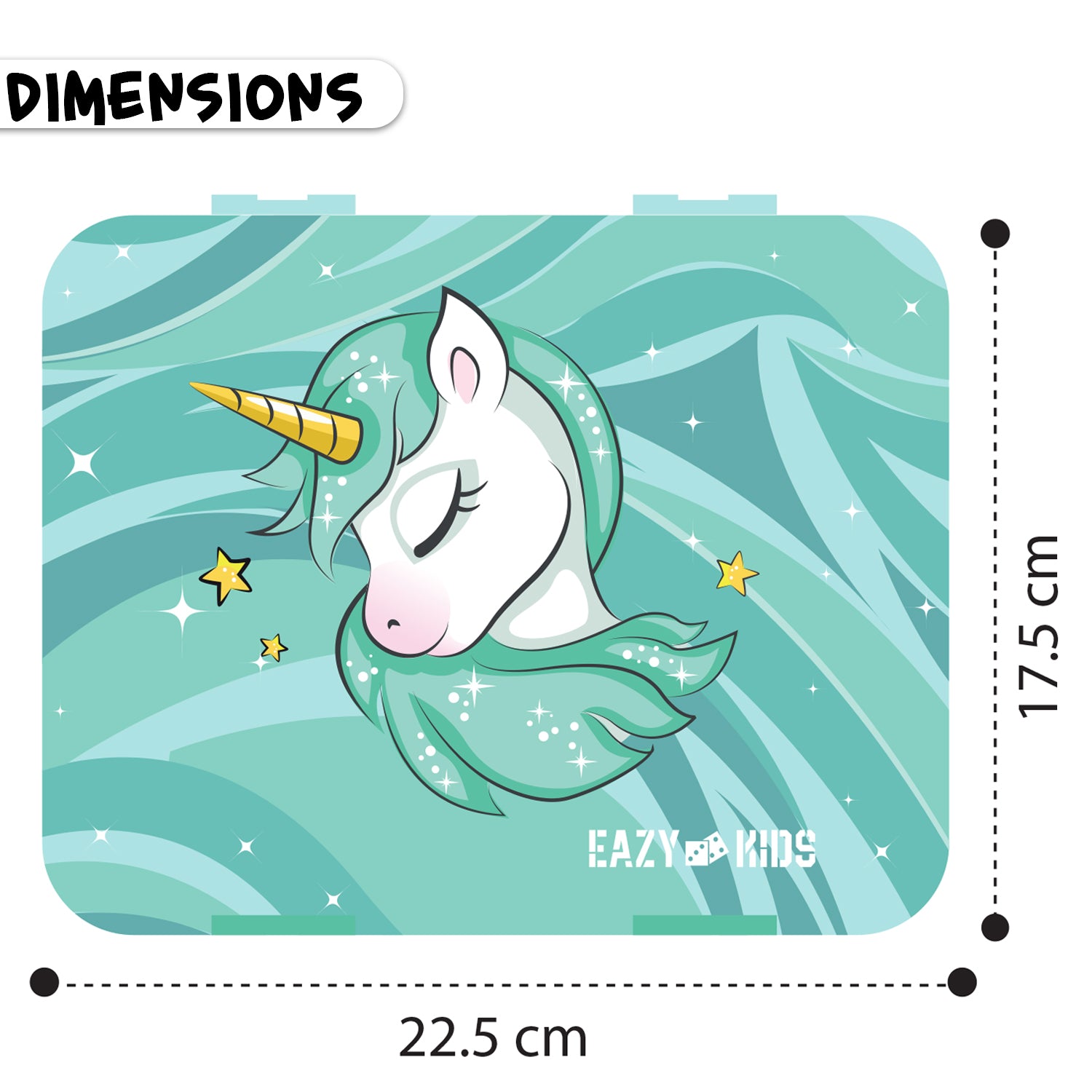 EAZY KIDS Bento Box wt Insulated Lunch Bag & Cutter Set - Combo - Unicorn Green