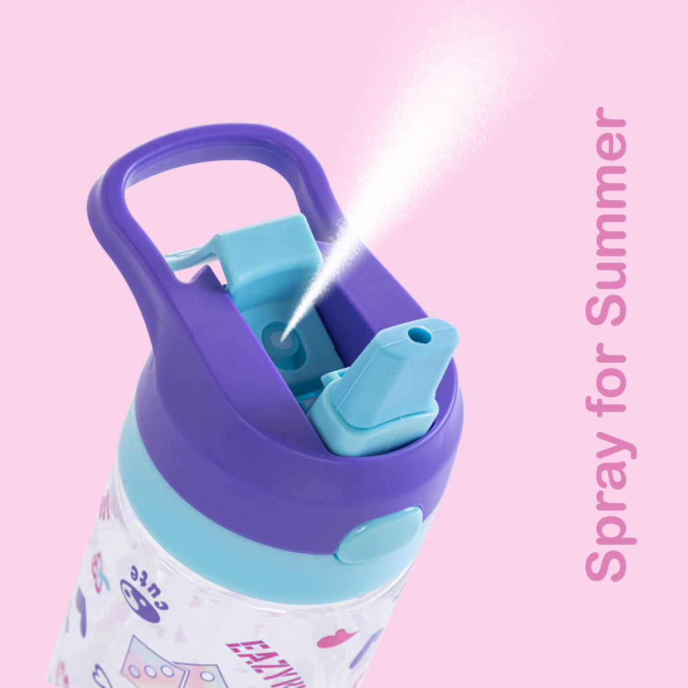 EAZY KIDS 3 Compartment 800ml Stainless Steel bento Lunch Box w/ Water Bottle - Floral Purple