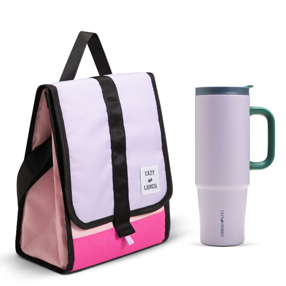 EAZY KIDS Insulated Travel Tumbler w/ Lunch Bag, 900ml White