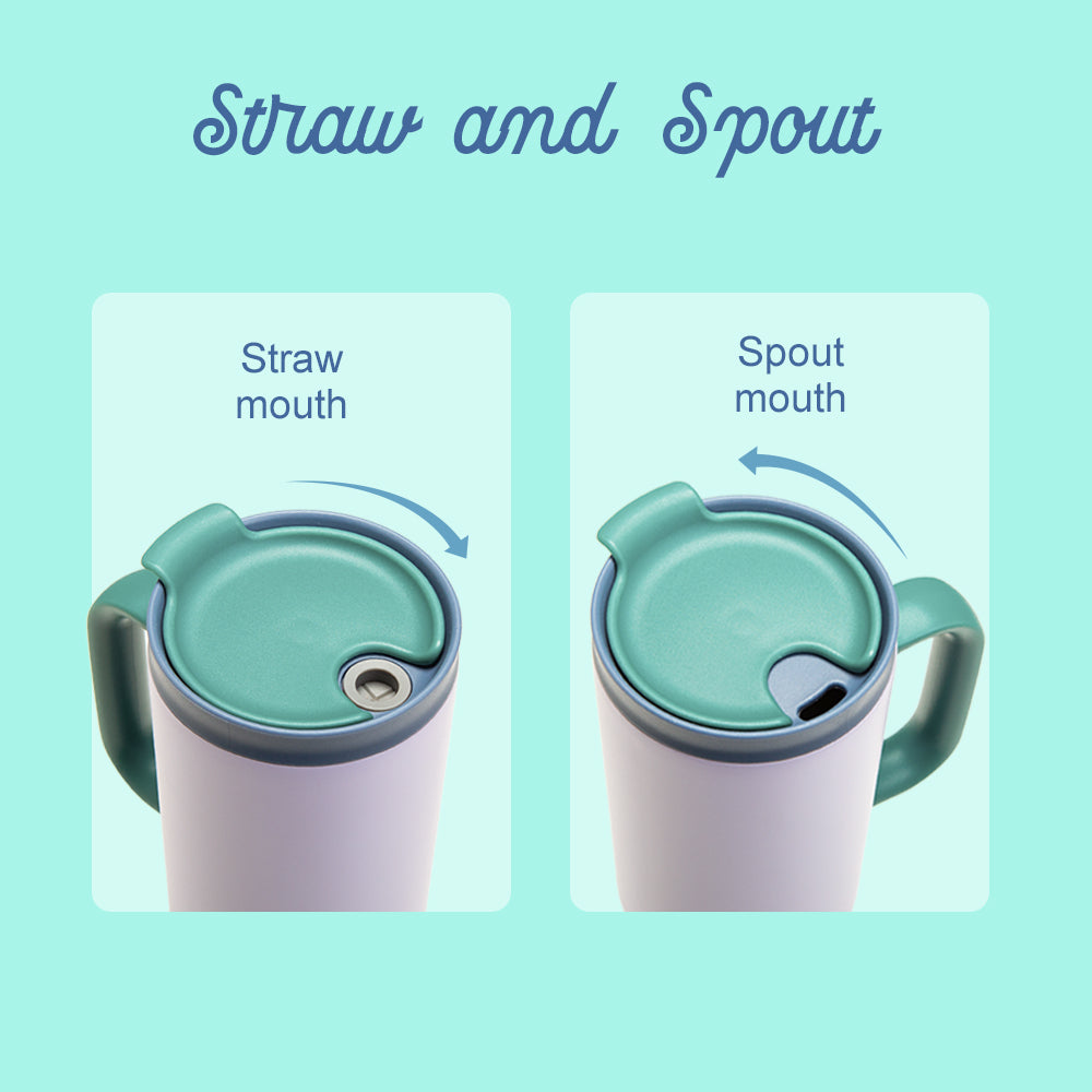 EAZY KIDS Insulated Travel Tumbler w/ Lunch Bag, 900ml White