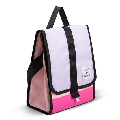 Eazy Kids 800ml Lunch Box with 500ml Water Bottle & Pink Lunch Bag - Purple