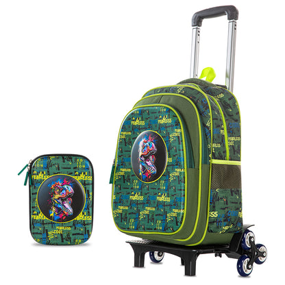 EAZY KIDS School Bag w/Trolley, Pencil Case 16 inch - Dino Green