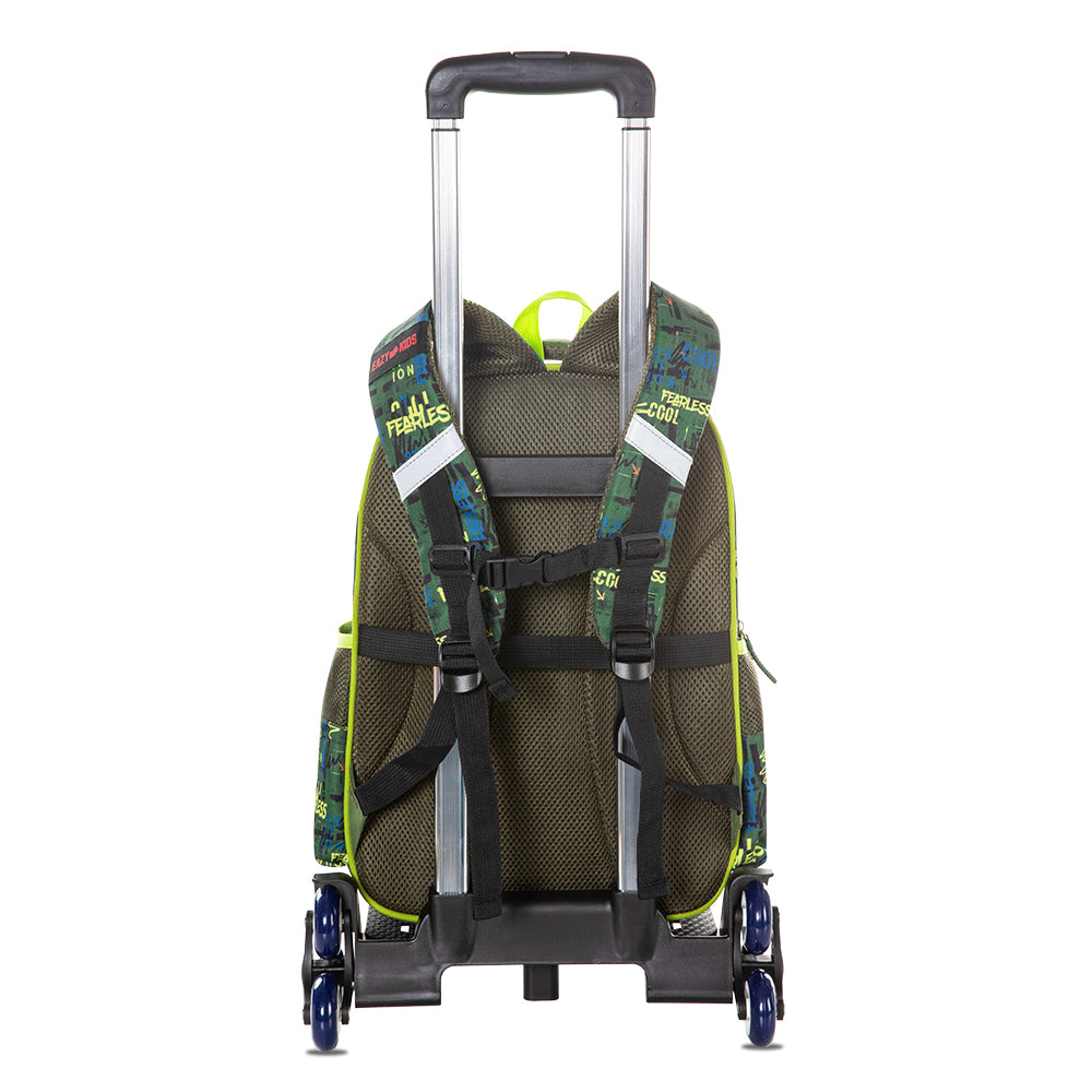 EAZY KIDS School Bag w/Trolley, Pencil Case 16 inch - Dino Green