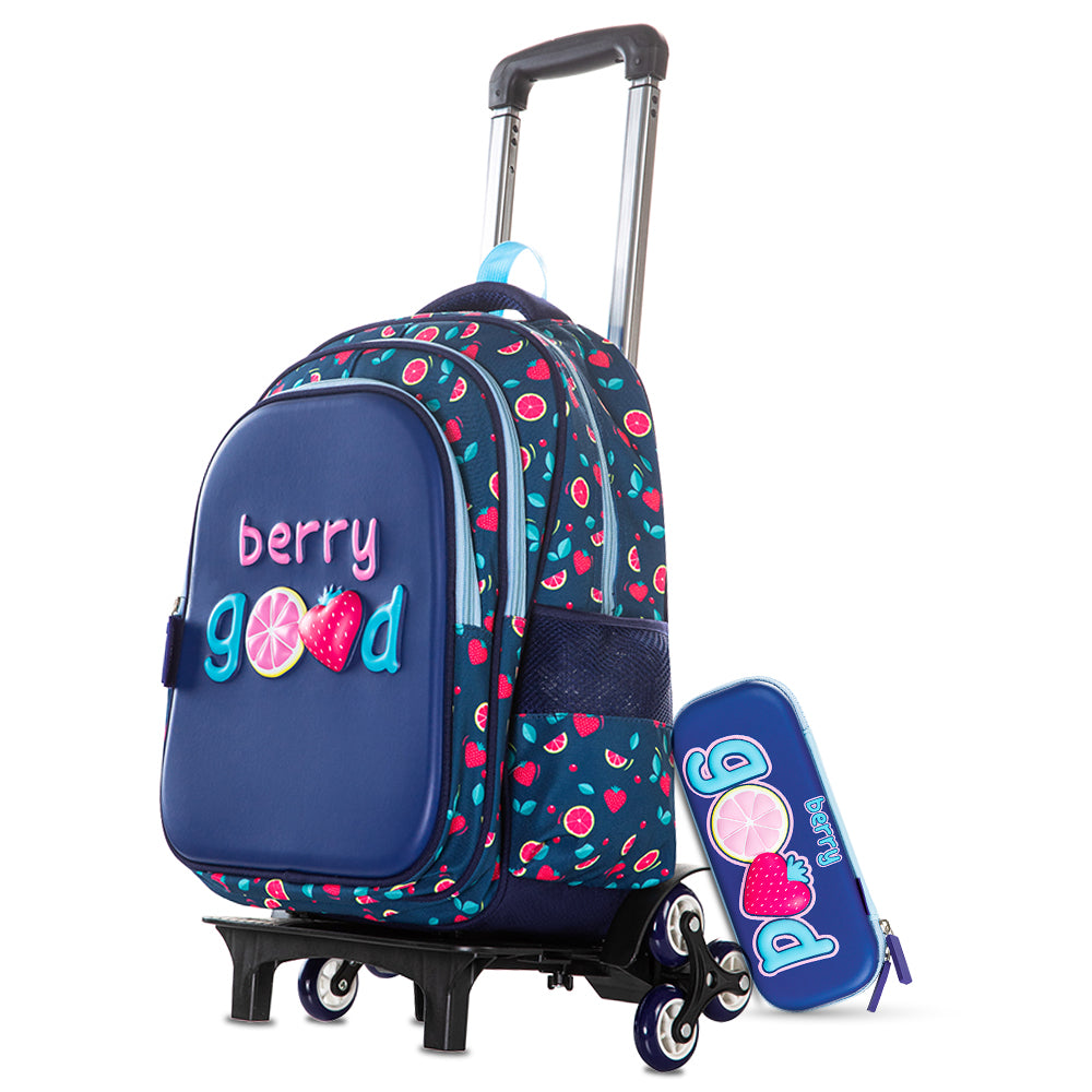 EAZY KIDS School Bag w/Trolley, Pencil Case 16 inch - Berry Good Blue