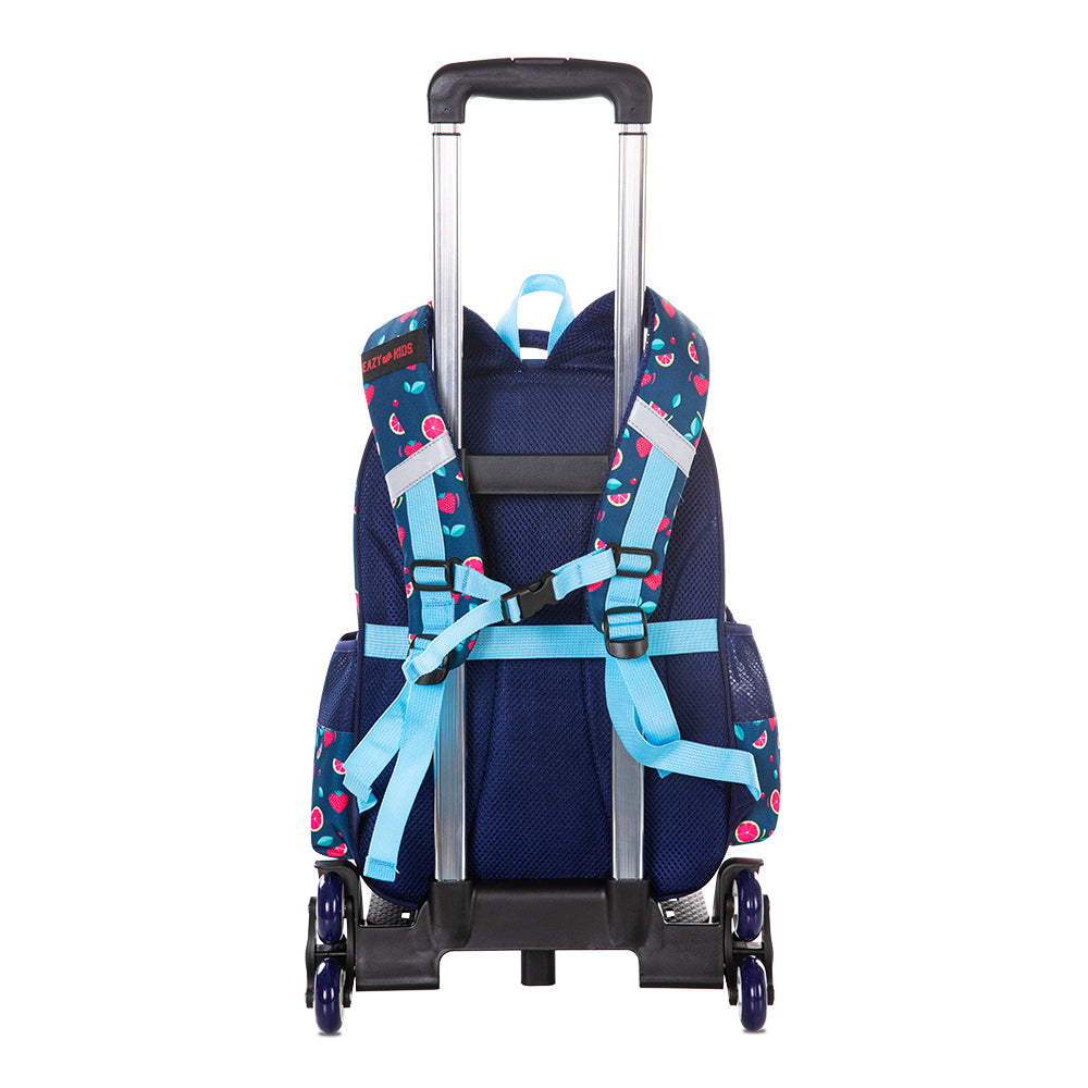EAZY KIDS School Bag w/Trolley, Pencil Case 16 inch - Berry Good Blue