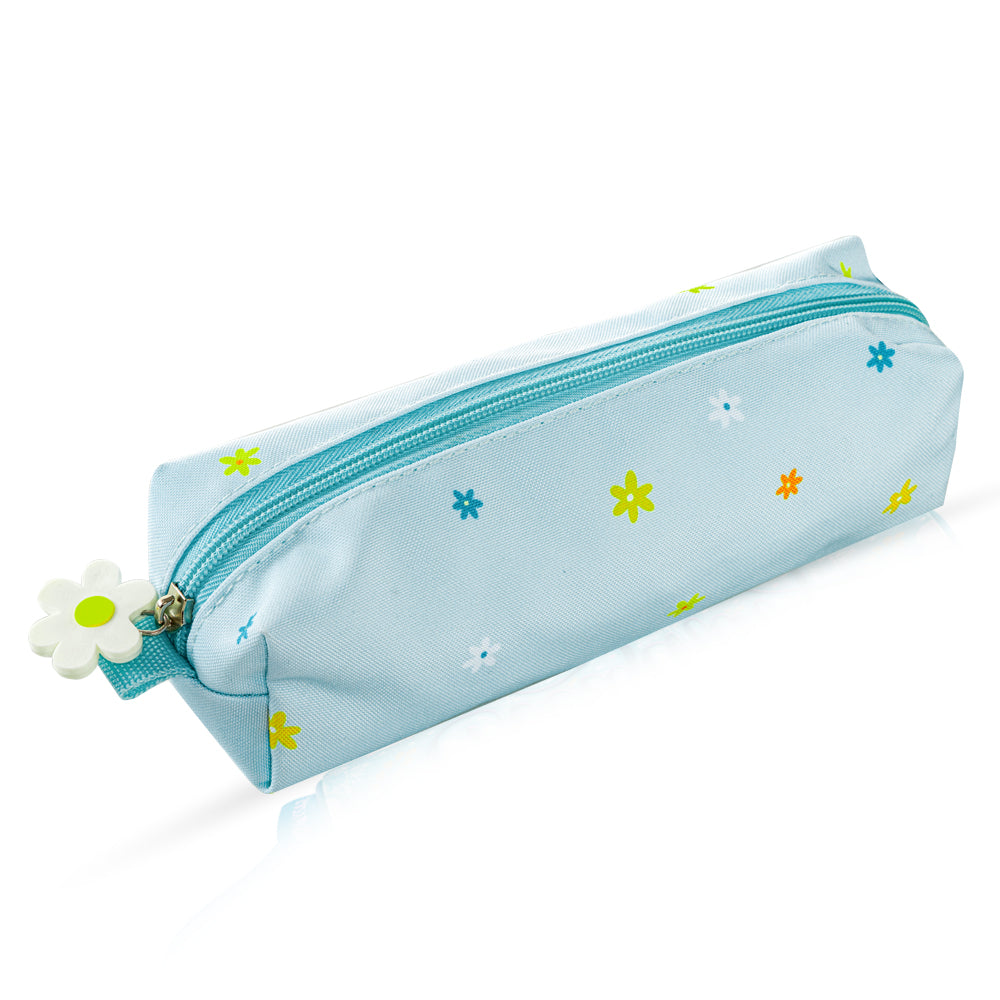 EAZY KIDS 17 inch School Bag Set of 4 w/4 Wheel Trolley, Lunch Bag and Pencil Pouch - Little Daisy Green