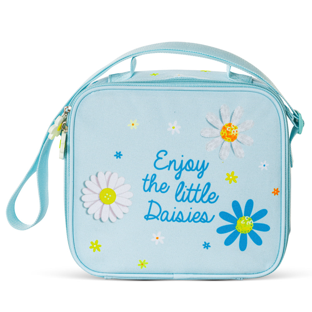 EAZY KIDS 17 inch School Bag Set of 4 w/4 Wheel Trolley, Lunch Bag and Pencil Pouch - Little Daisy Green