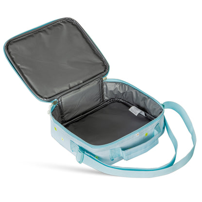 EAZY KIDS 17 inch School Bag Set of 4 w/4 Wheel Trolley, Lunch Bag and Pencil Pouch - Little Daisy Green