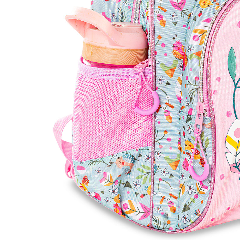 EAZY KIDS 17 inch School Bag Set of 3 w/4 Wheel Trolley, Pencil Pouch - Love Pink