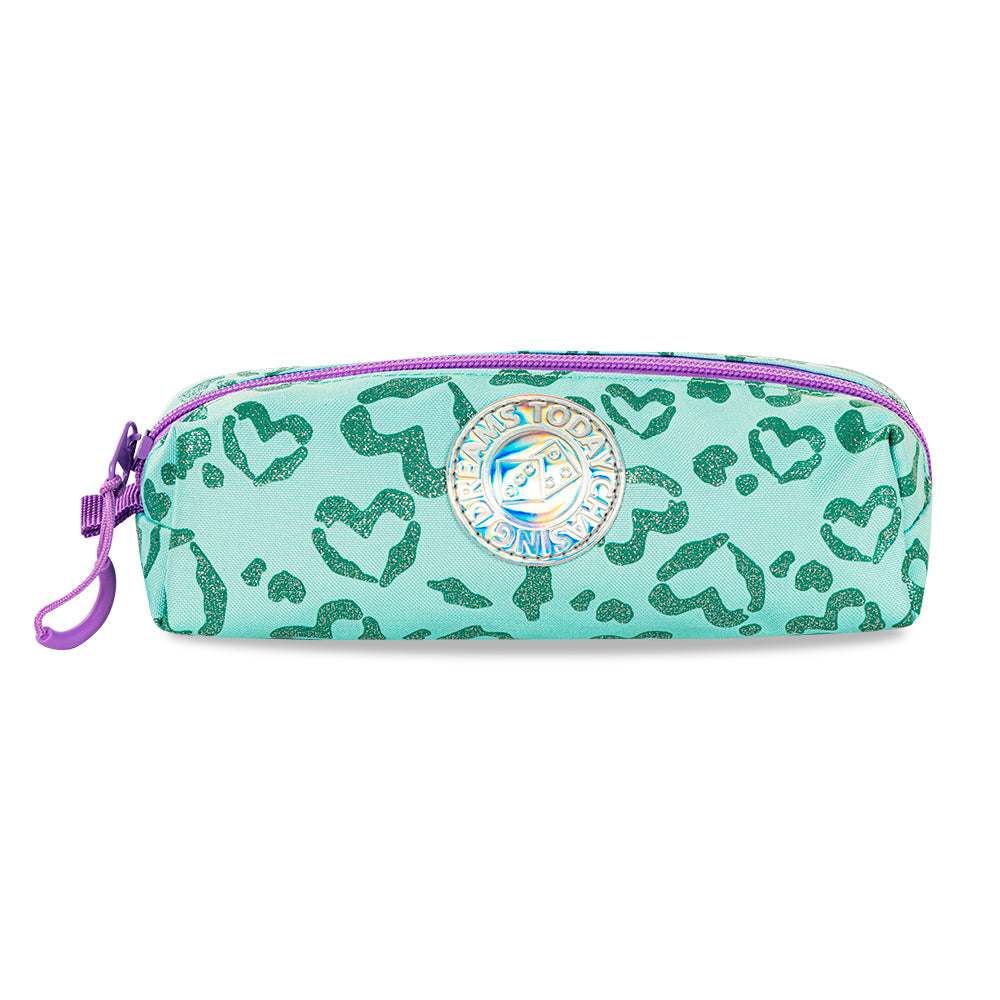 EAZY KIDS 17 inch School Bag Set of 4 w/4 Wheel Trolley, Lunch Bag and Pencil Pouch - Love Green