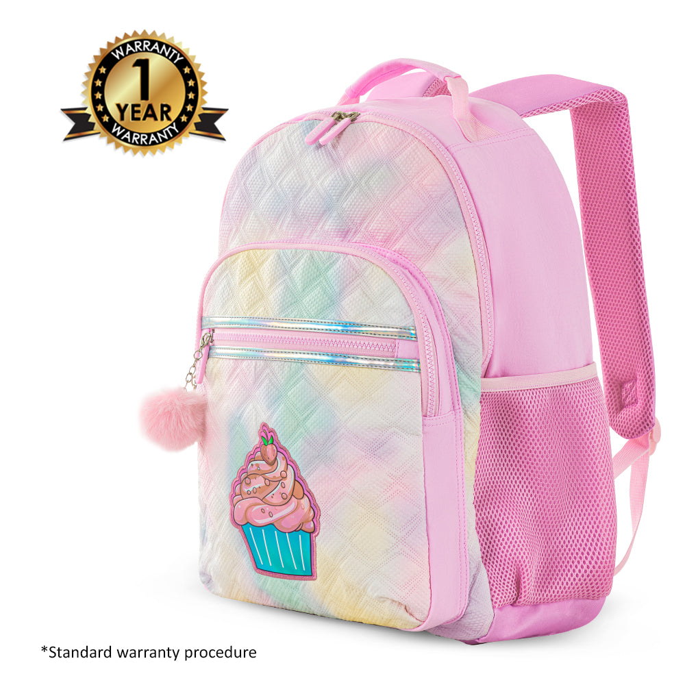EAZY KIDS 17 inch Set of 4 Backpack w/ BT Headset, Lunch Bag and Pencil Case - Sugar Pop Pink